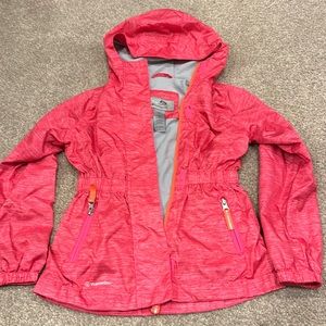 Champion windbreaker hoodie jacket neon pink girl Sz XS 4/5